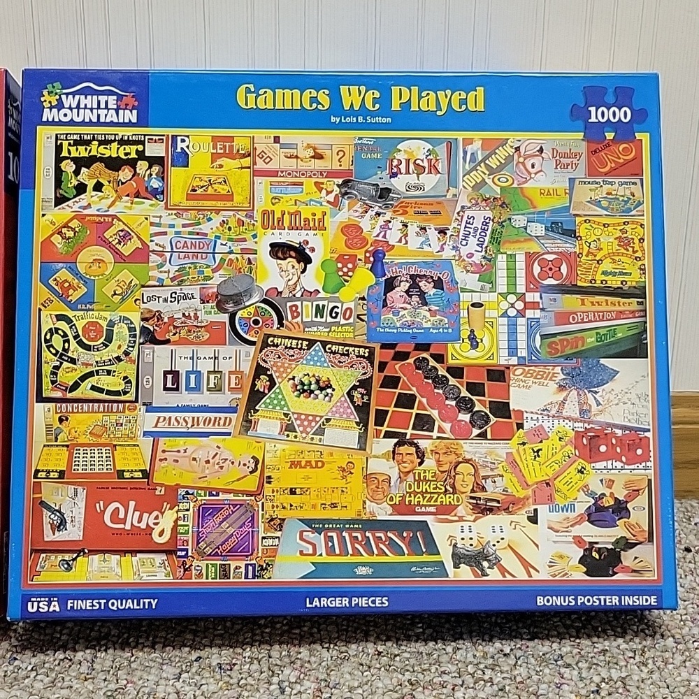 Puzzle Set - Colorful Game Pieces and Games We Played White Mountain Complete - Picture 3 of 3